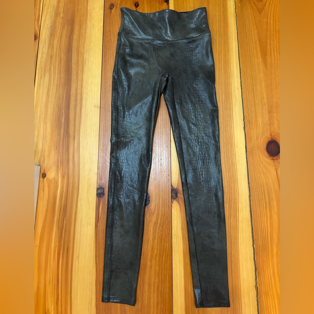 Spanx Green Snakeskin Leggings